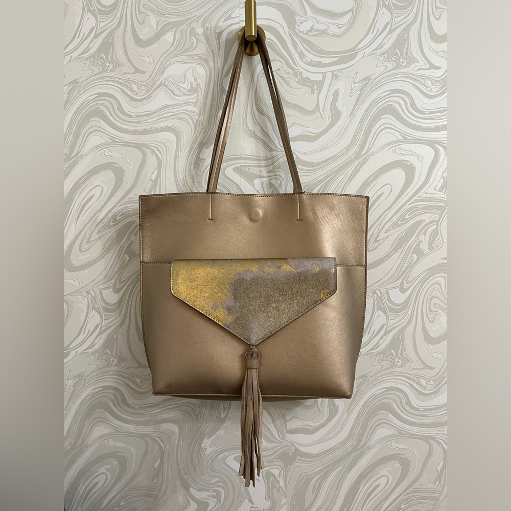 3 in 1 Anthropologie Gold shoulder bag with matching clutch